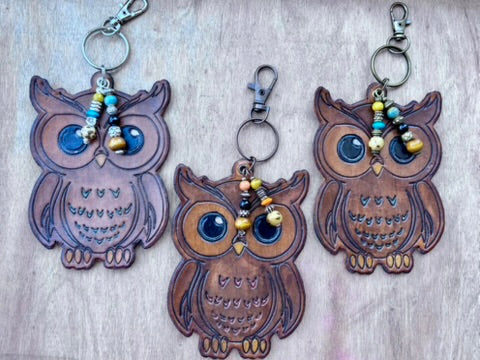 The Woodland Collection | Handcrafted Leather Purse & Bag Charms | Owl Squirrel Fox Mushroom
