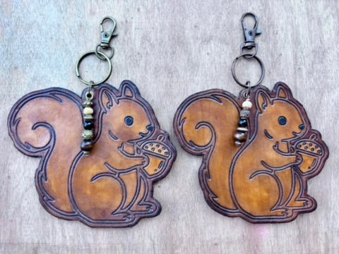 The Woodland Collection | Handcrafted Leather Purse & Bag Charms | Owl Squirrel Fox Mushroom