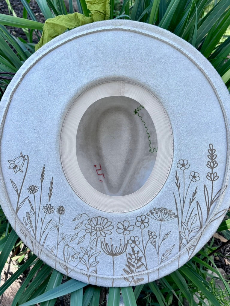 Hand-Embellished Cream Wildflower Hat | Vintage Floral & Recycled Sari Bands
