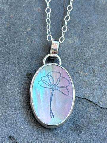 Mother of Pearl Flower Pendant in Sterling Silver
