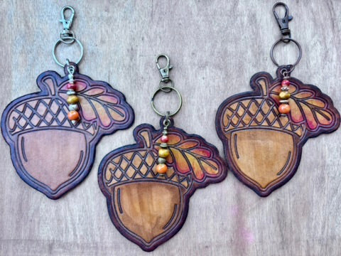 Handcrafted Leather Acorn Purse Charm | Leather Keychain | Boho Bag Charm