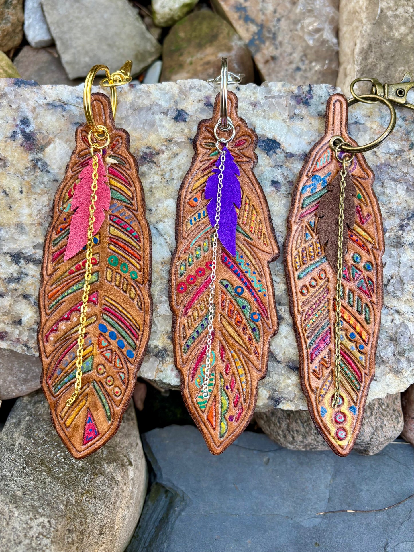 The Feather Collection | Handcrafted Leather Bag Charms