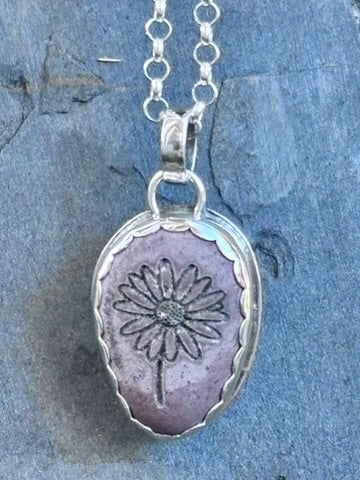 Alaskan River Rock Flower Pendant in Sterling Silver