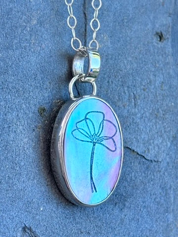 Mother of Pearl Flower Pendant in Sterling Silver