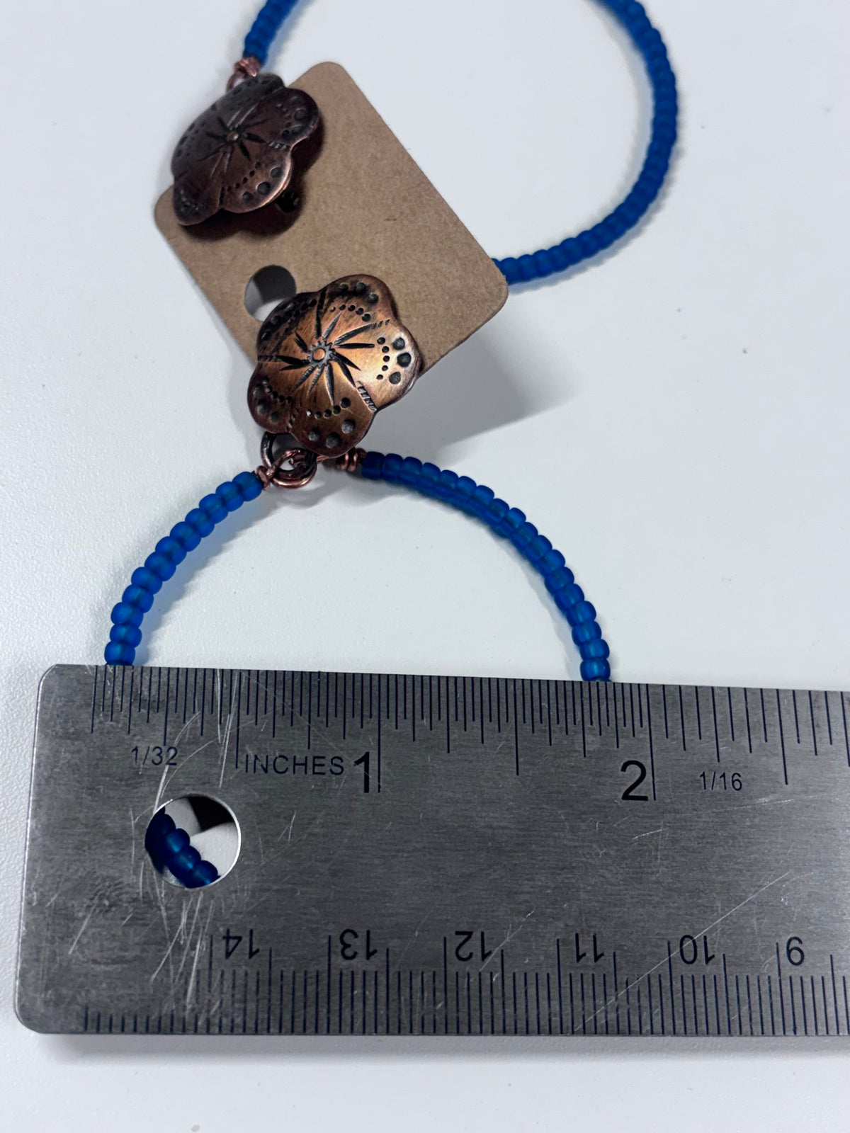 Handmade Copper & Miyuki Seed Bead Hoop Earrings | Sterling Silver Posts