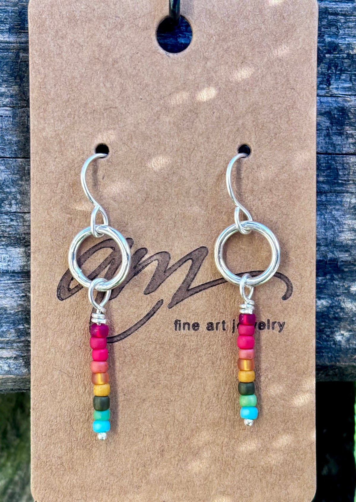 Handmade Sterling Silver Miyuki Seed Bead Dangle Earrings