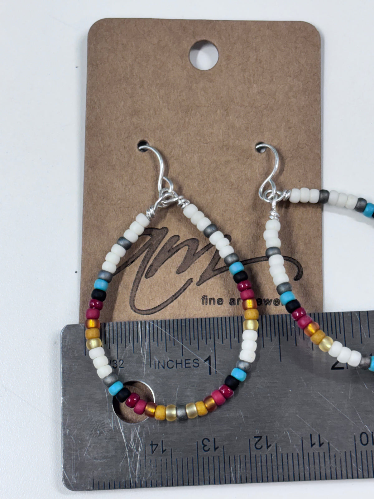 Handmade Sterling Silver Beaded Hoop Earrings | Miyuki Seed Beads