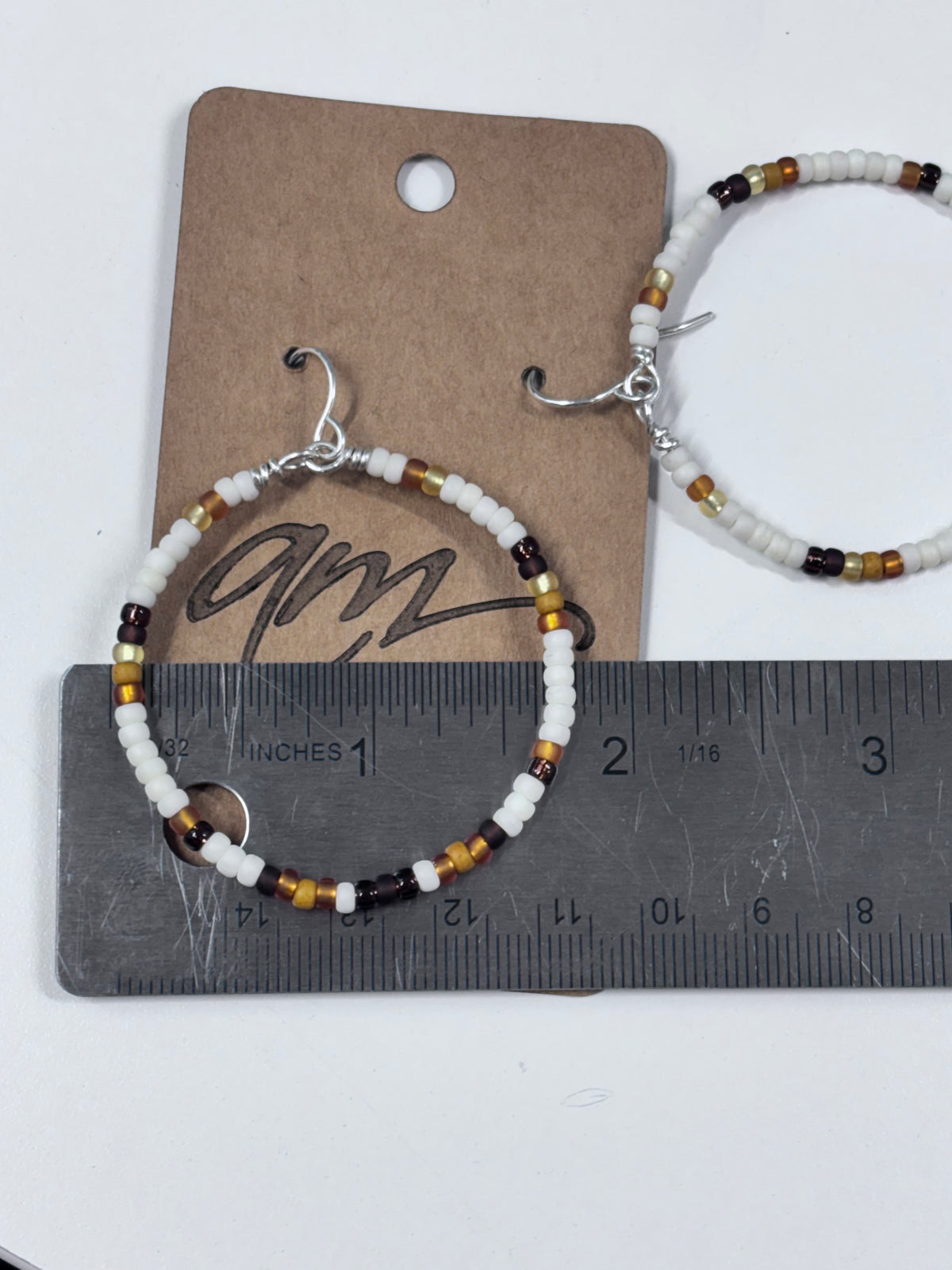 Handmade Sterling Silver Beaded Hoop Earrings | Miyuki Seed Beads