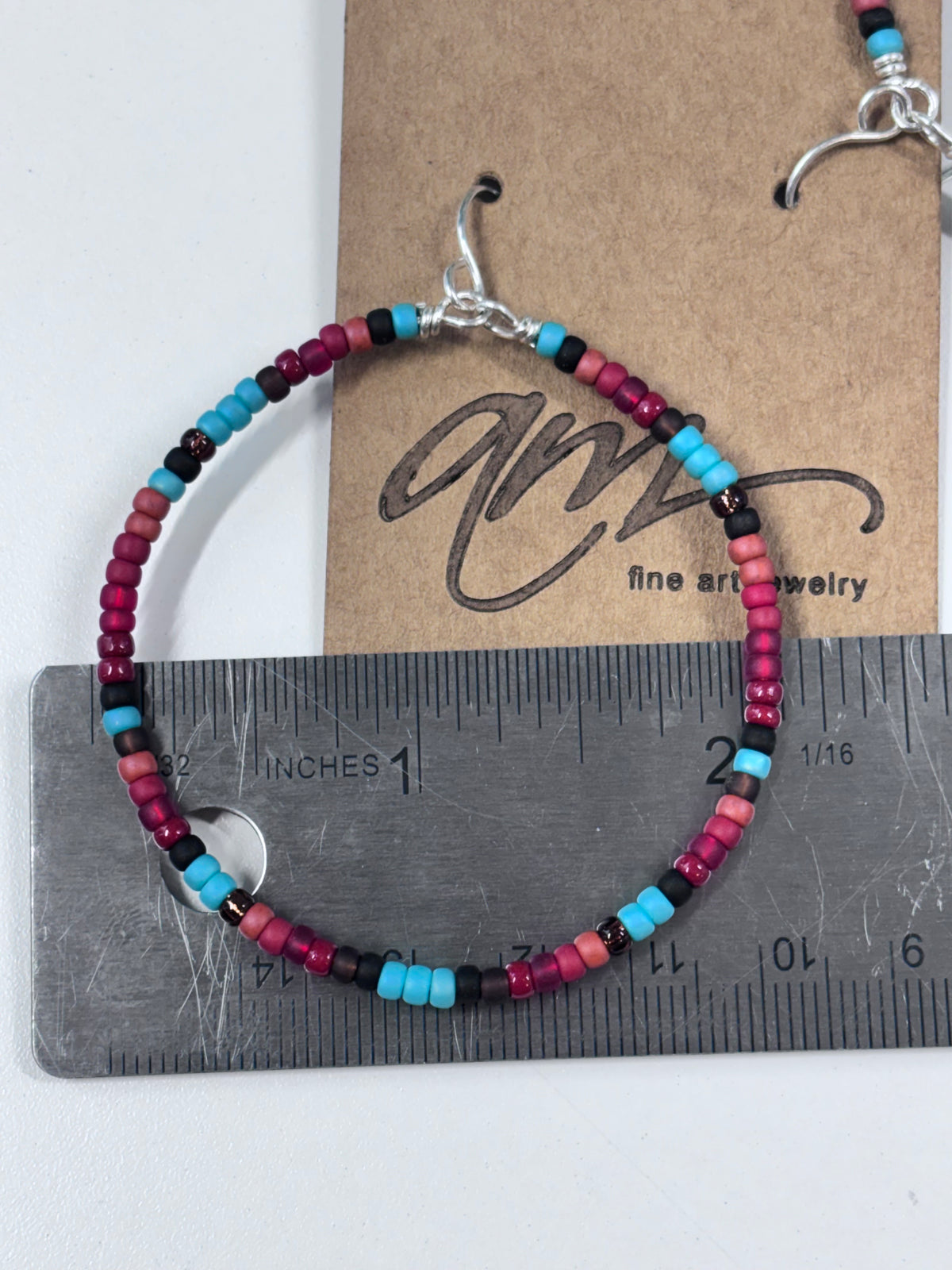 Handmade Sterling Silver Beaded Hoop Earrings | Miyuki Seed Beads