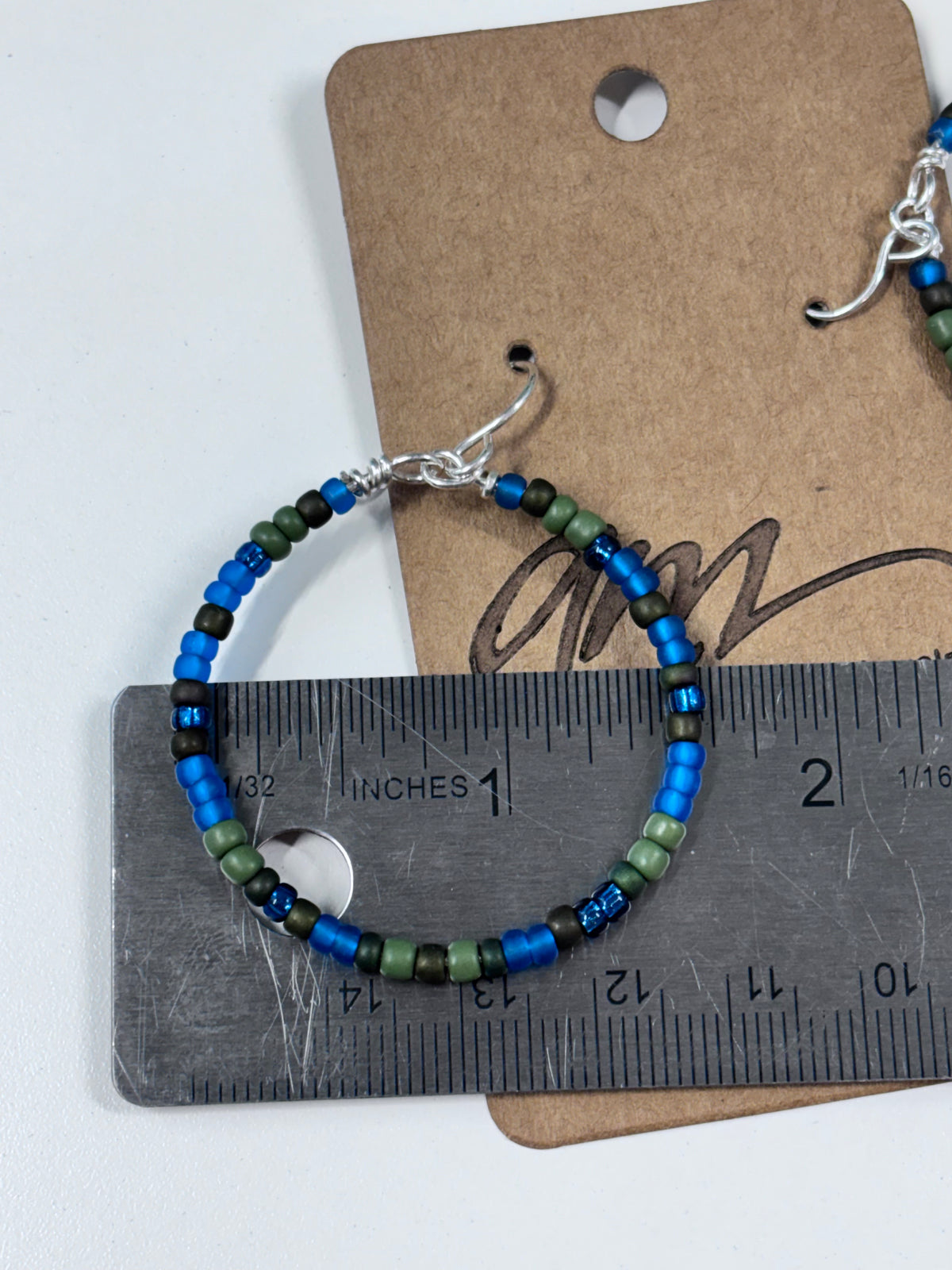 Handmade Sterling Silver Beaded Hoop Earrings | Miyuki Seed Beads