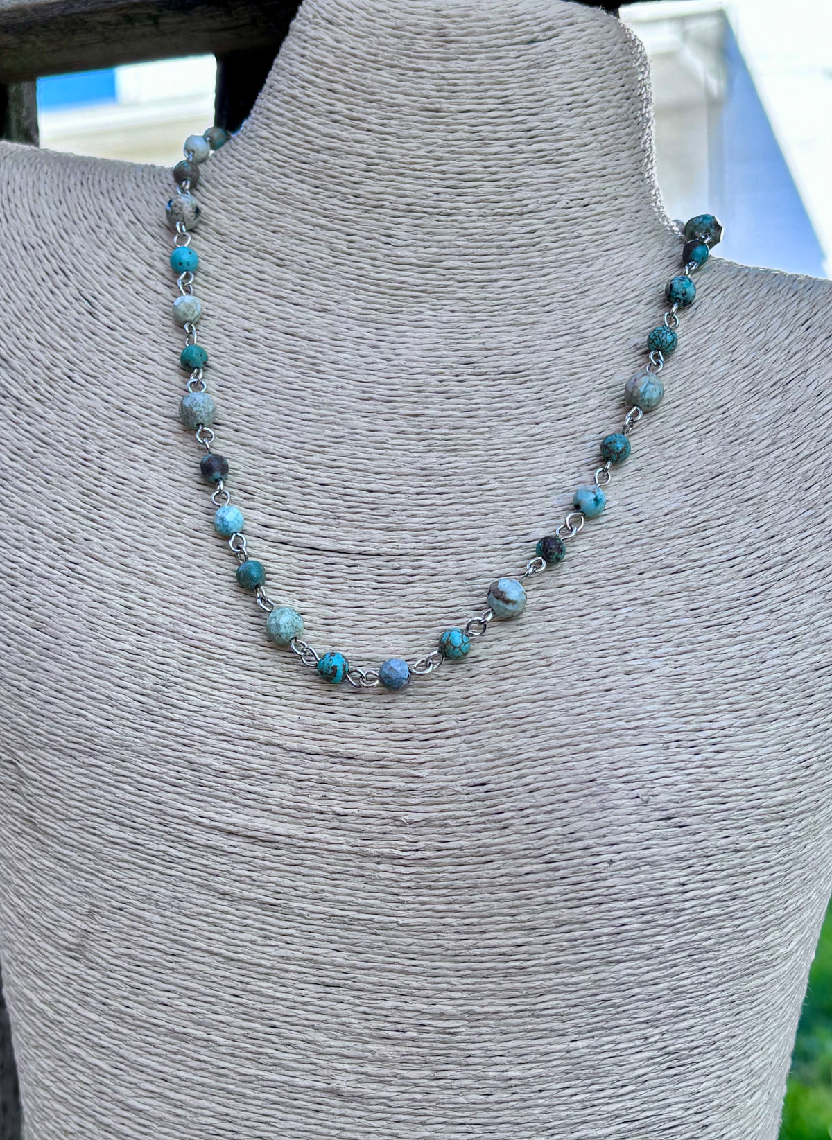 Handmade Leather Feather & Turquoise Necklace | Sterling Silver | Convertible