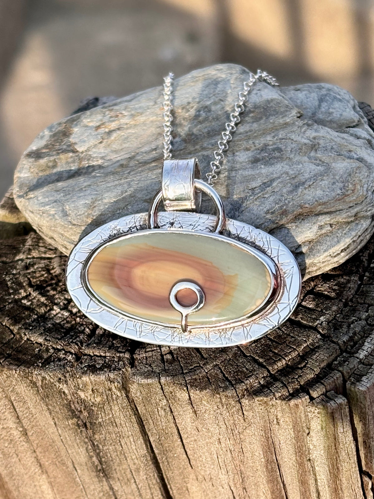Handmade Imperial Jasper Sterling Silver Landscape Pendant | One of a Kind