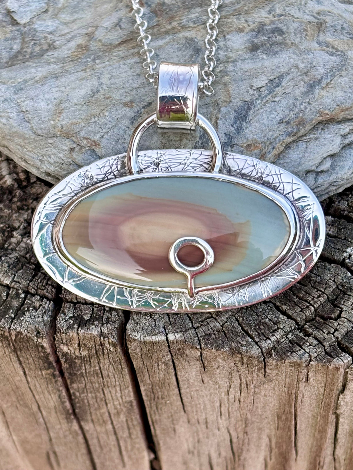 Handmade Imperial Jasper Sterling Silver Landscape Pendant | One of a Kind