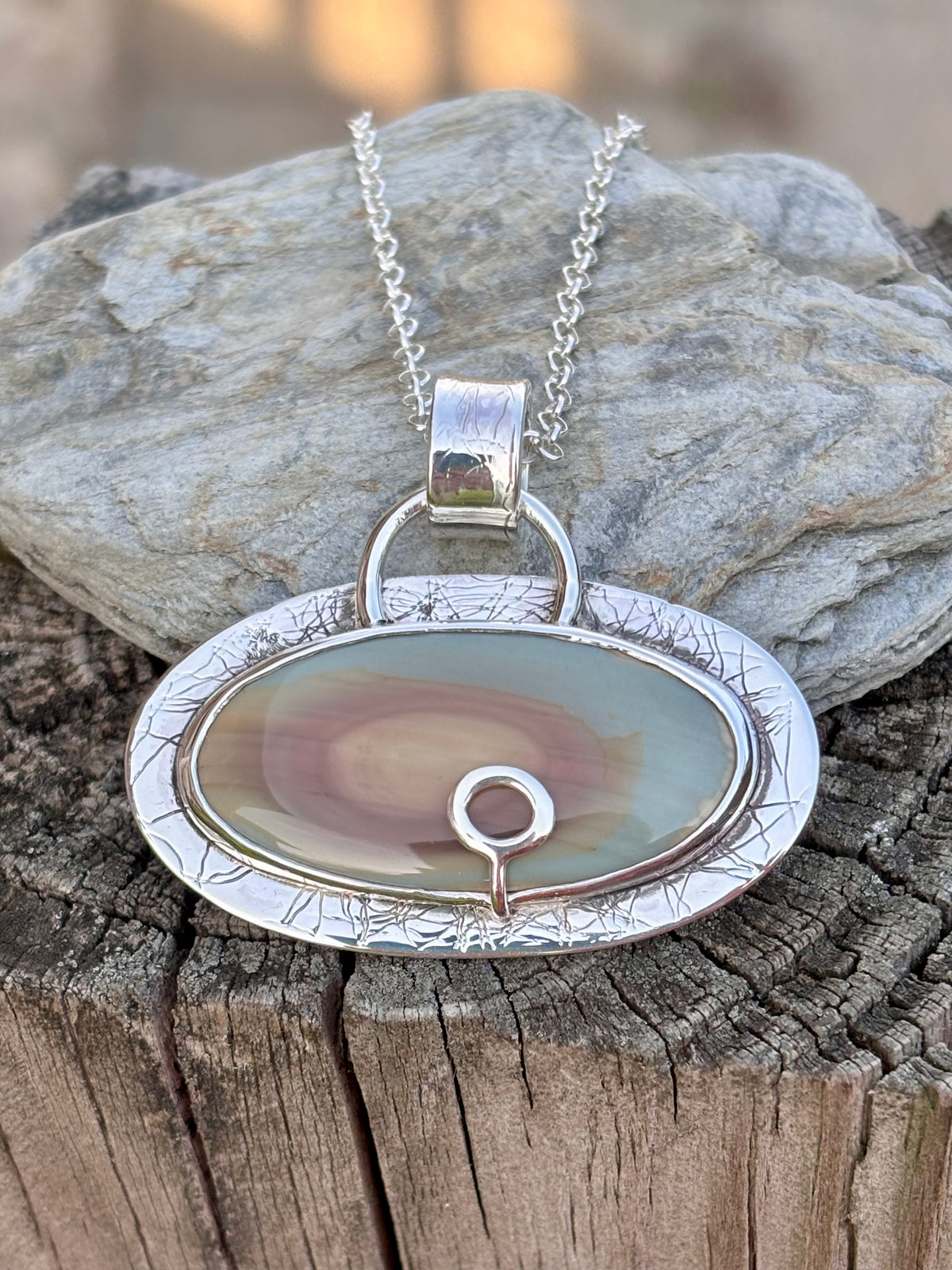 Handmade Imperial Jasper Sterling Silver Landscape Pendant | One of a Kind