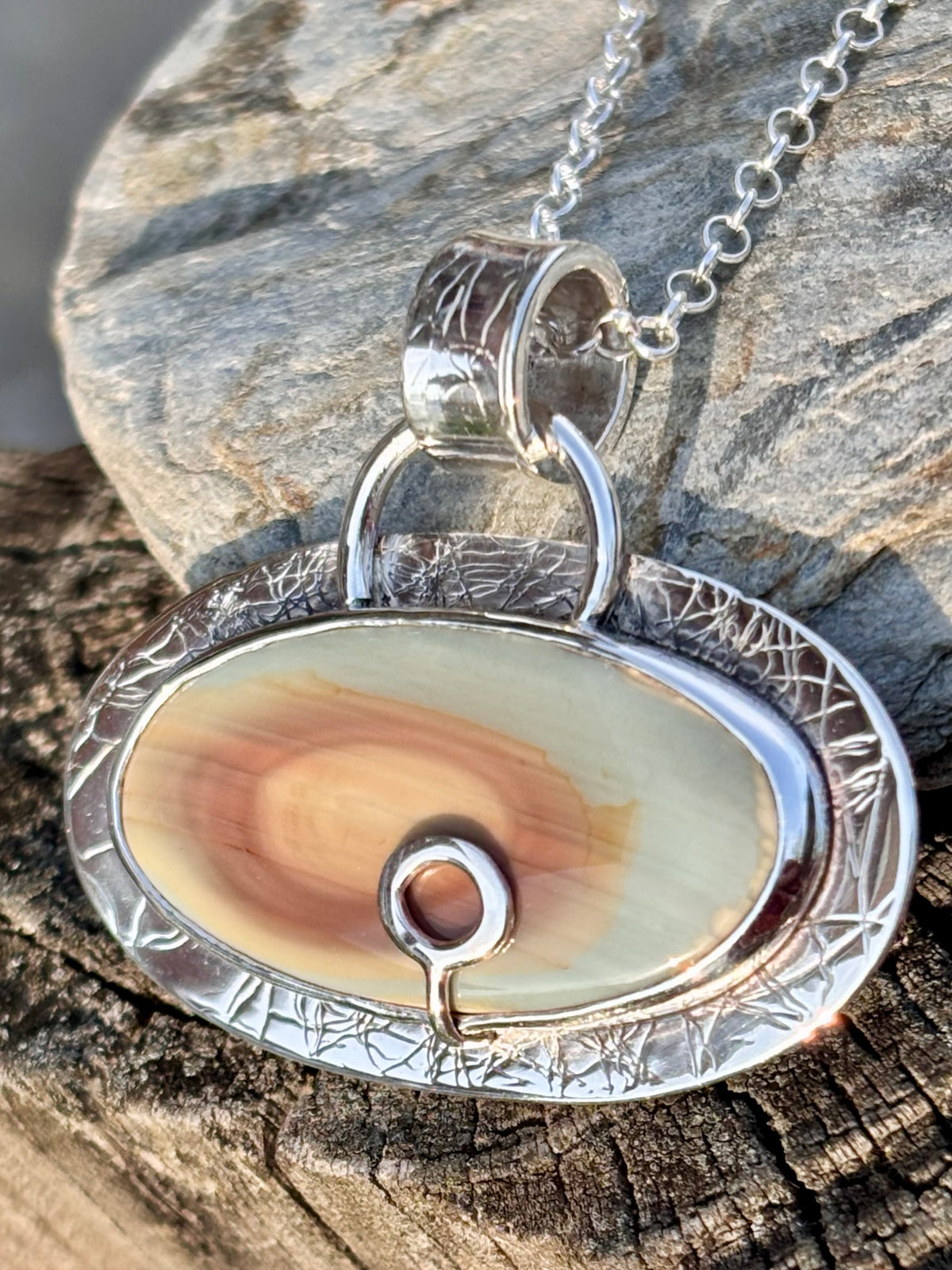Handmade Imperial Jasper Sterling Silver Landscape Pendant | One of a Kind