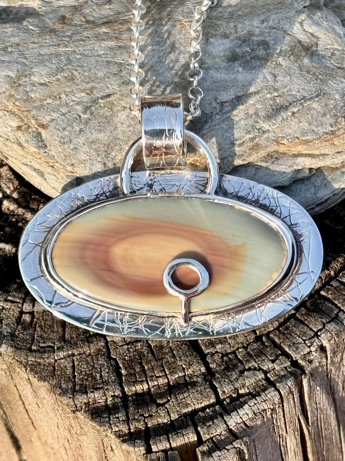 Handmade Imperial Jasper Sterling Silver Landscape Pendant | One of a Kind