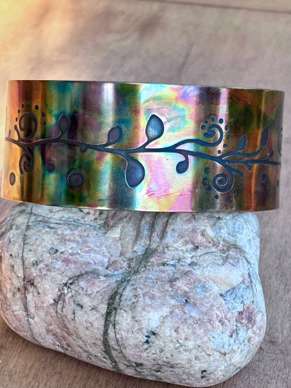 Fire Painted Copper Cuff Bracelet | 1-Inch Wide Handcrafted Statement Cuff