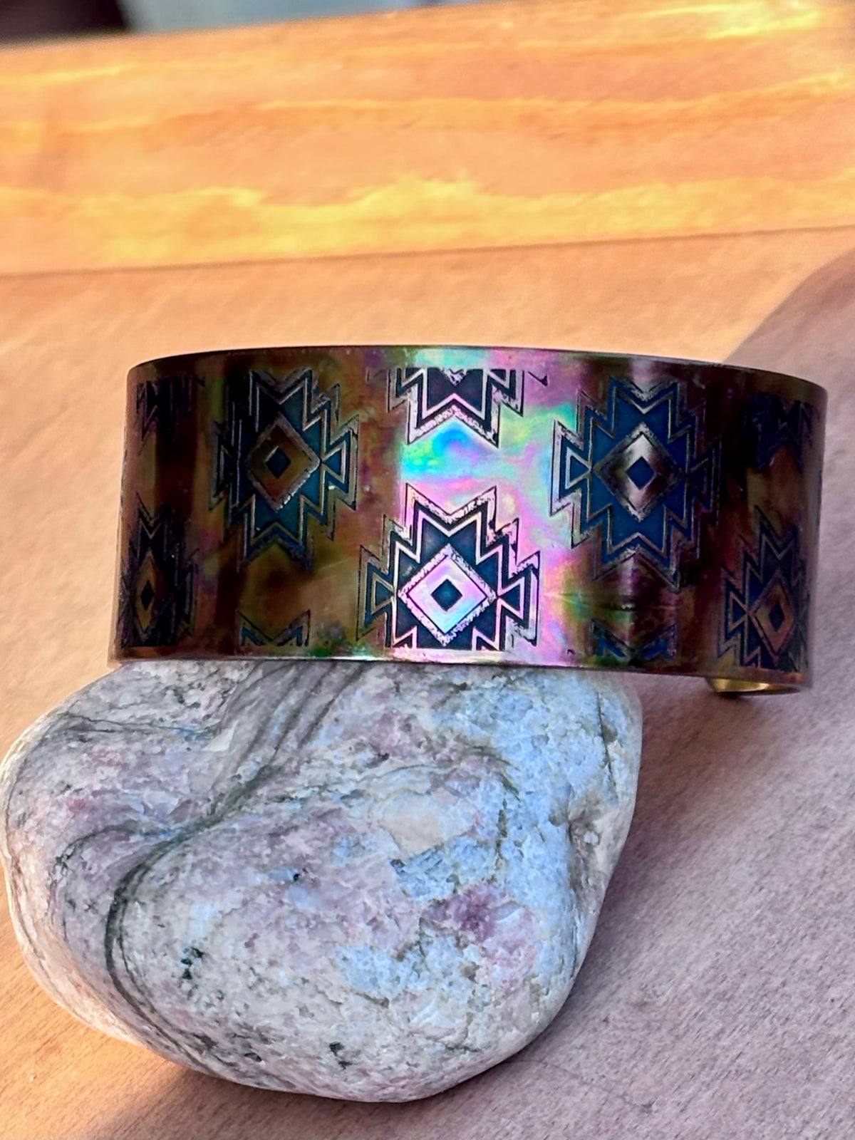 Fire Painted Copper Cuff Bracelet | 1-Inch Wide Handcrafted Statement Cuff