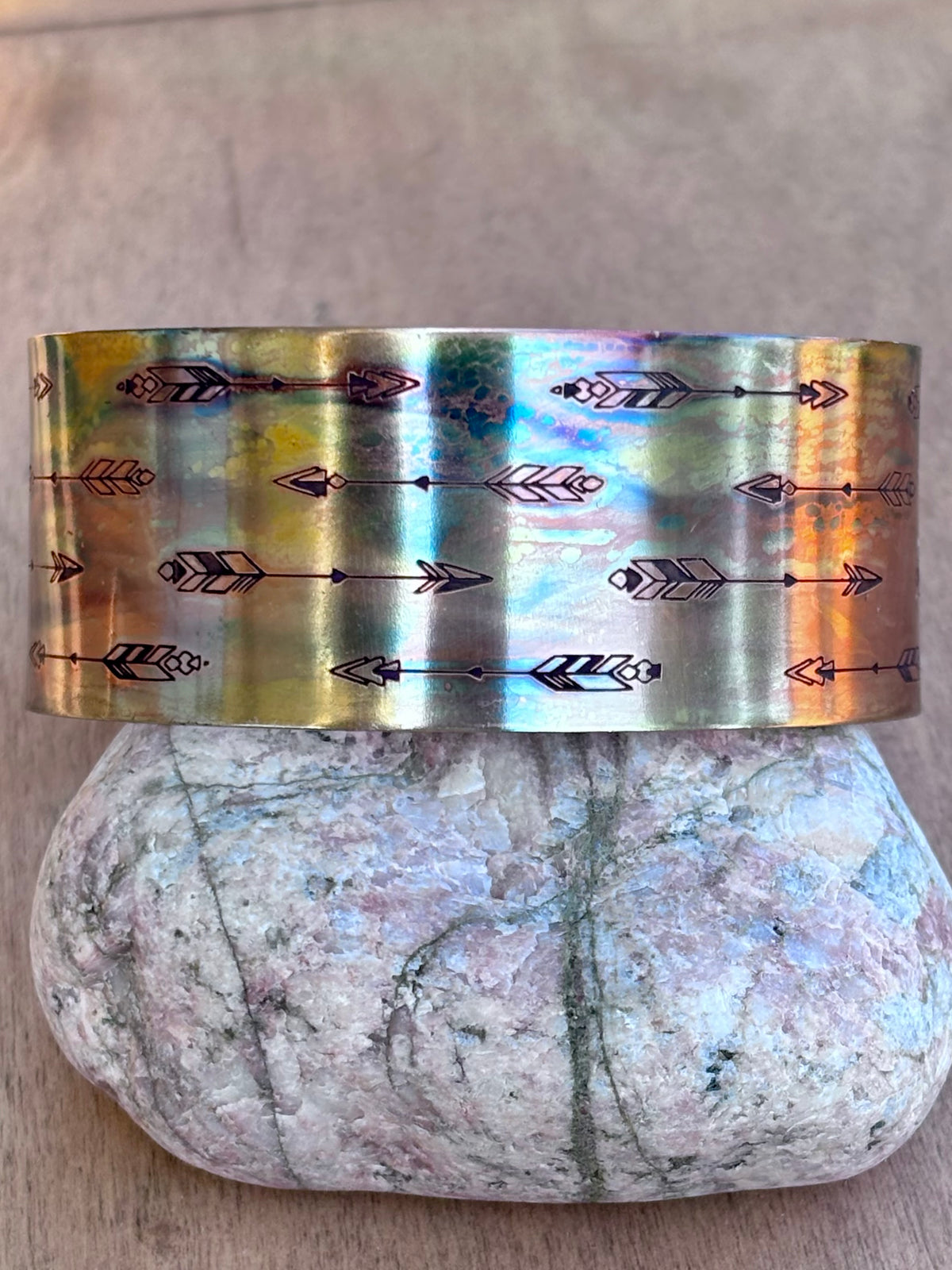 Fire Painted Copper Cuff Bracelet | 1-Inch Wide Handcrafted Statement Cuff