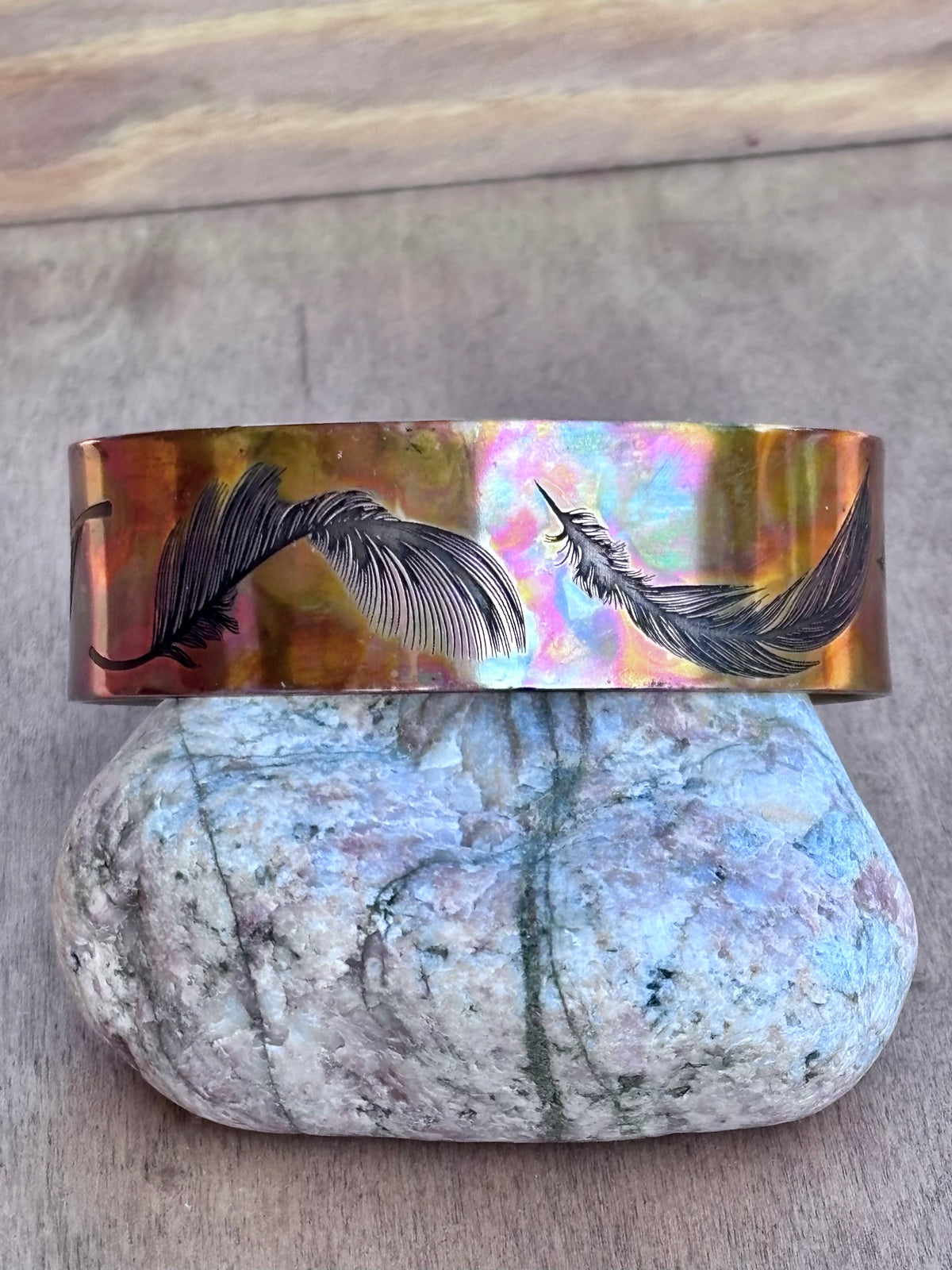 Fire Painted Copper Cuff Bracelet | 3/4"-Inch Wide Handcrafted Statement Cuff