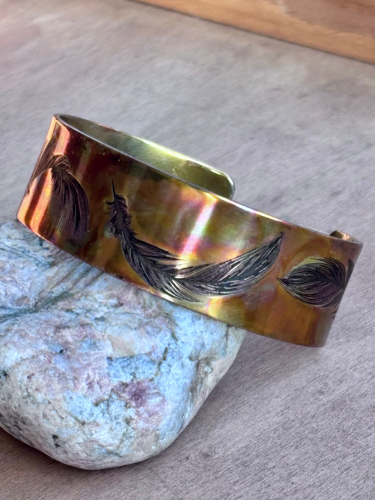 Fire Painted Copper Cuff Bracelet | 3/4"-Inch Wide Handcrafted Statement Cuff