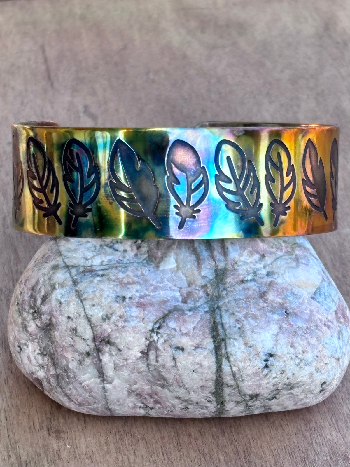 Fire Painted Copper Cuff Bracelet | 3/4"-Inch Wide Handcrafted Statement Cuff