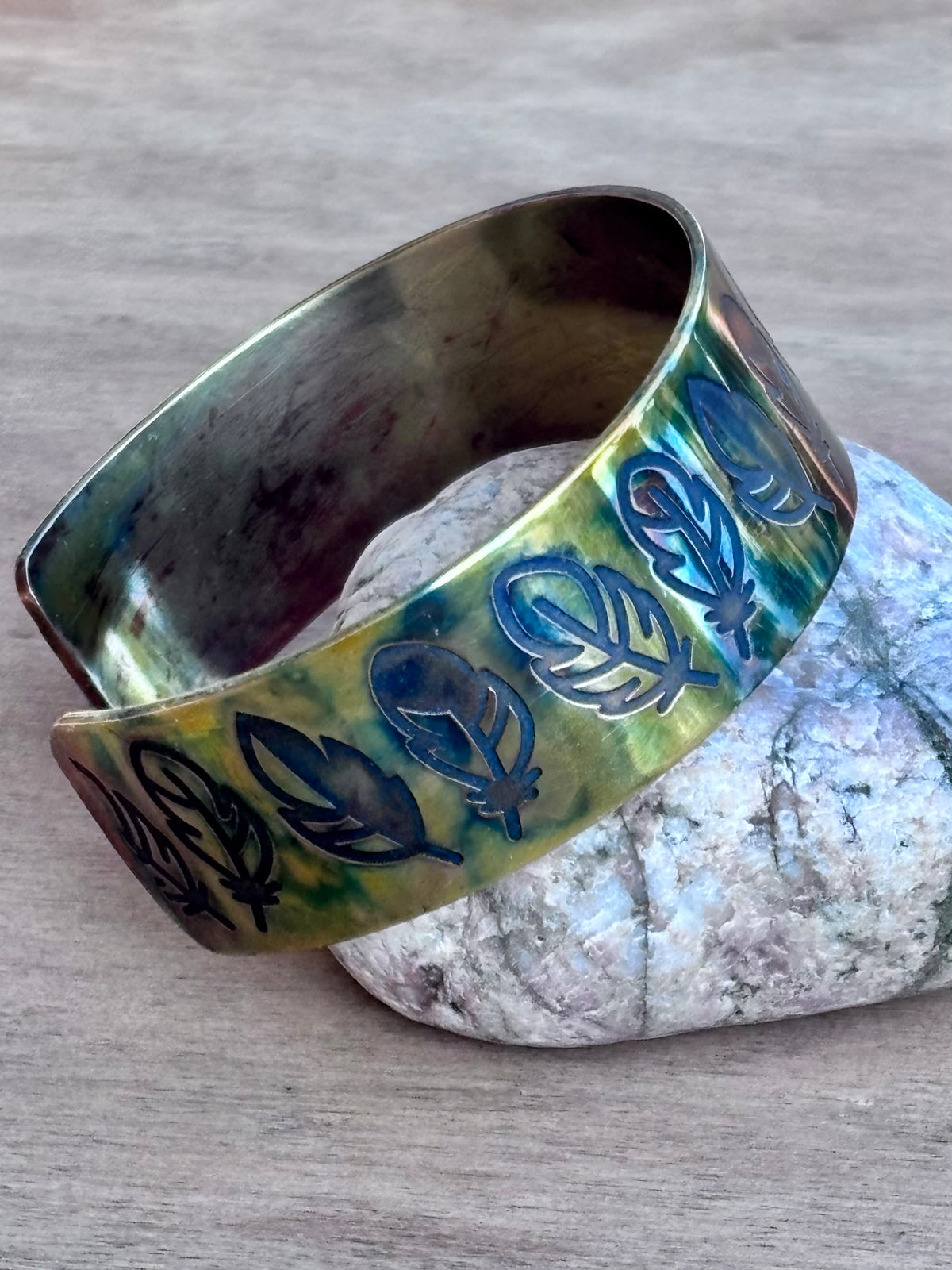 Fire Painted Copper Cuff Bracelet | 3/4"-Inch Wide Handcrafted Statement Cuff