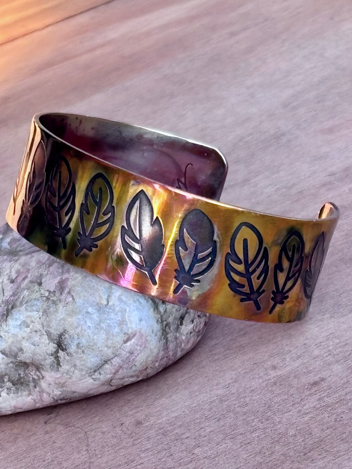 Fire Painted Copper Cuff Bracelet | 3/4"-Inch Wide Handcrafted Statement Cuff