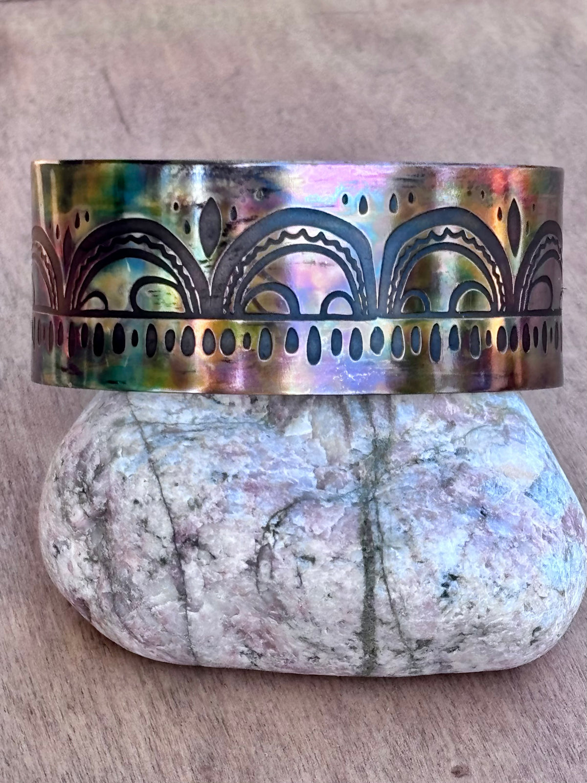 Fire Painted Copper Cuff Bracelet | 1-Inch Wide Handcrafted Statement Cuff