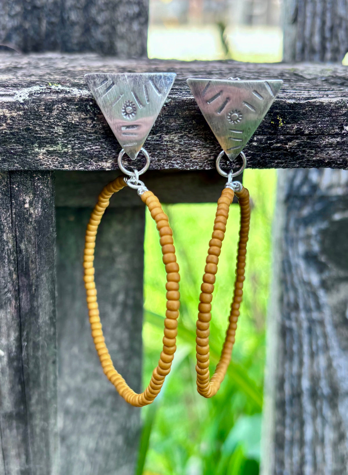 Miyuki Seed Bead Hoop Earrings with Sterling Silver Studs
