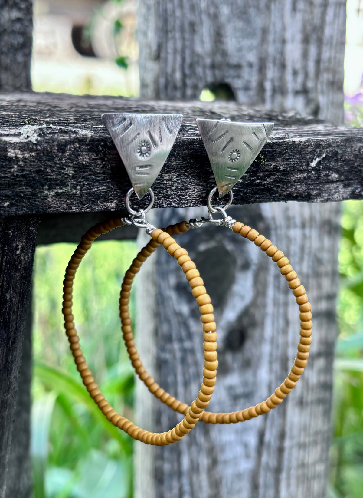 Miyuki Seed Bead Hoop Earrings with Sterling Silver Studs