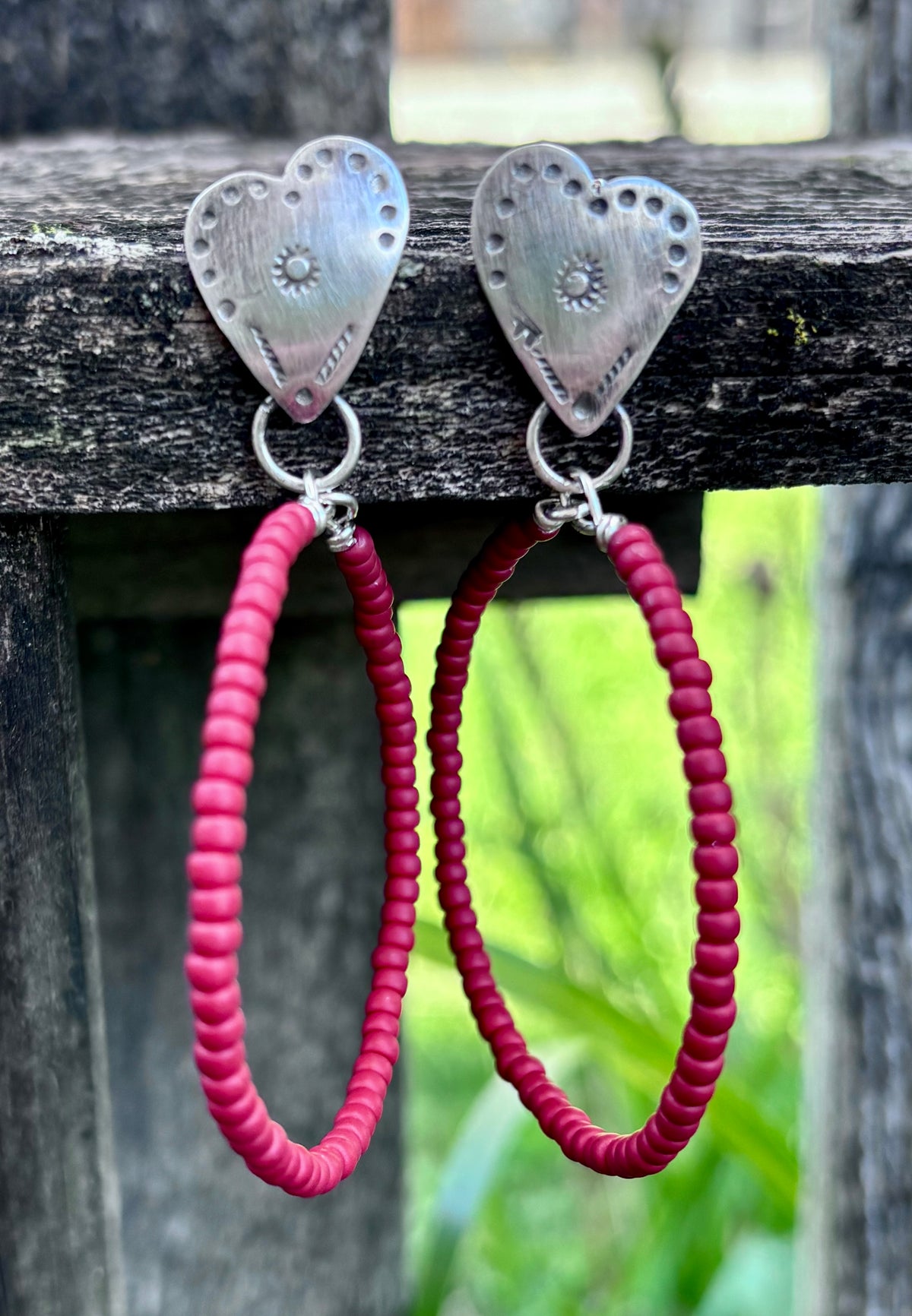 Miyuki Seed Bead Hoop Earrings with Sterling Silver Studs