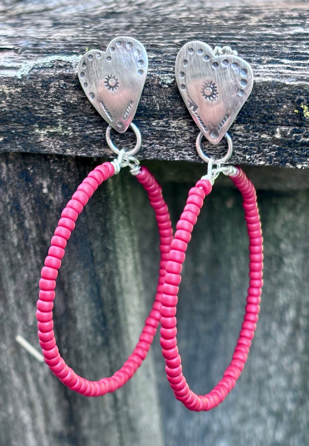 Miyuki Seed Bead Hoop Earrings with Sterling Silver Studs