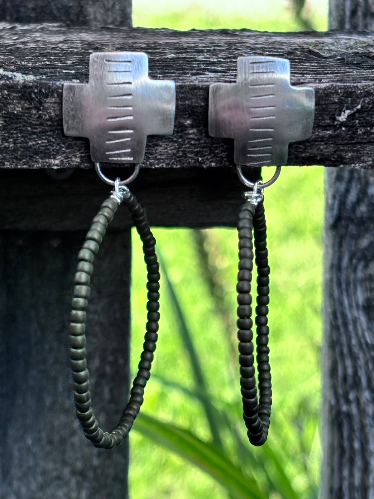 Miyuki Seed Bead Hoop Earrings with Sterling Silver Studs