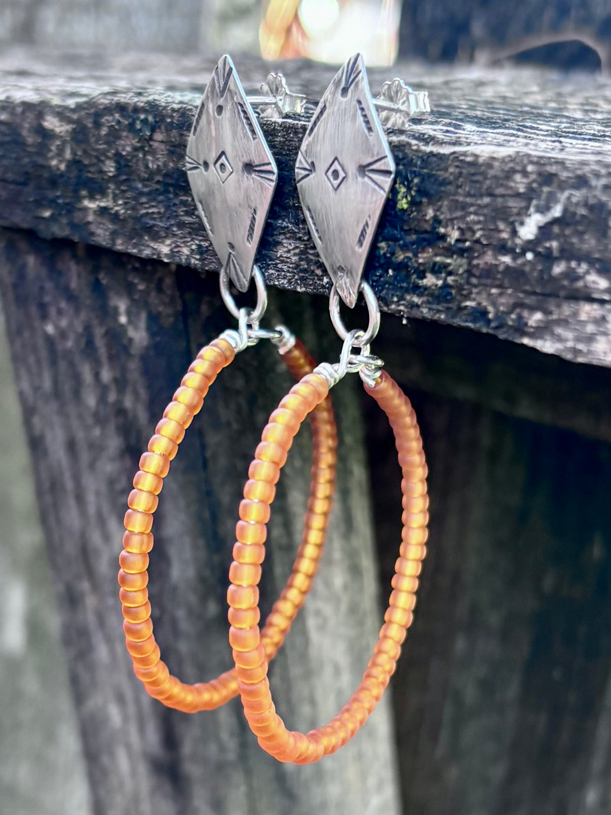 Miyuki Seed Bead Hoop Earrings with Sterling Silver Studs