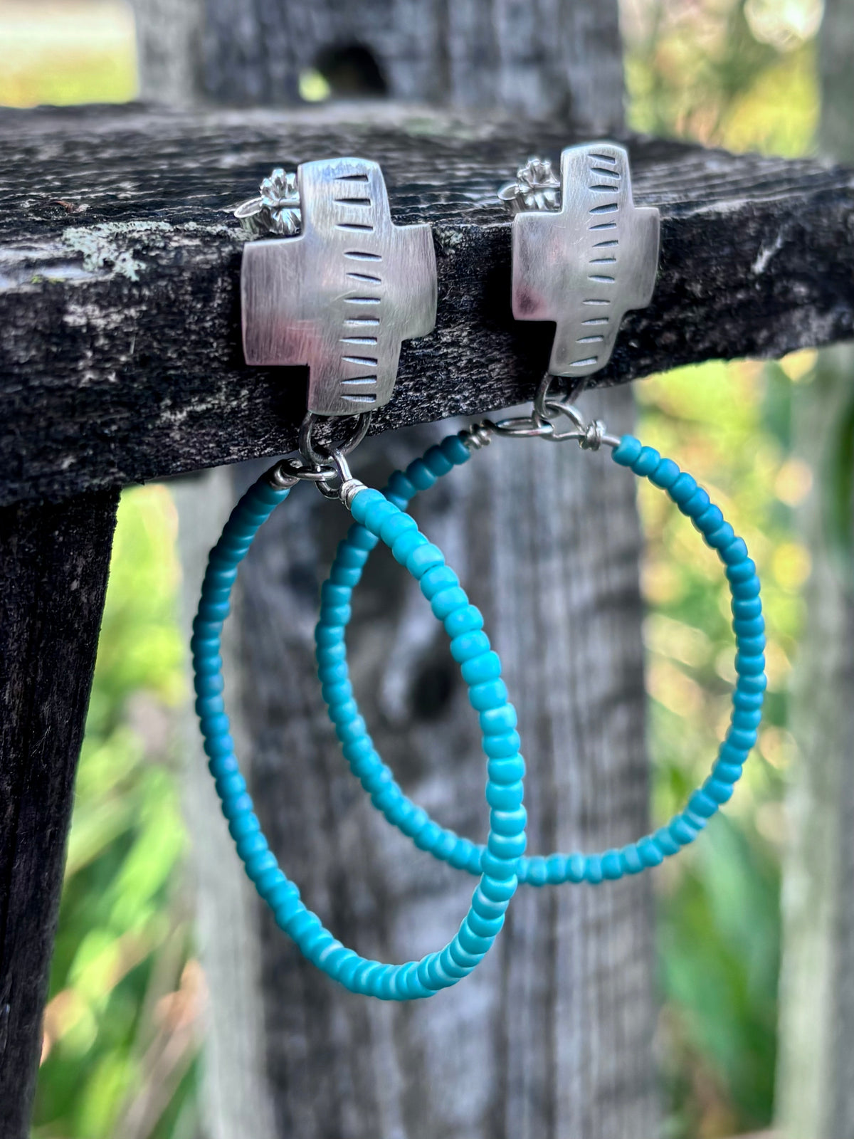 Miyuki Seed Bead Hoop Earrings with Sterling Silver Studs