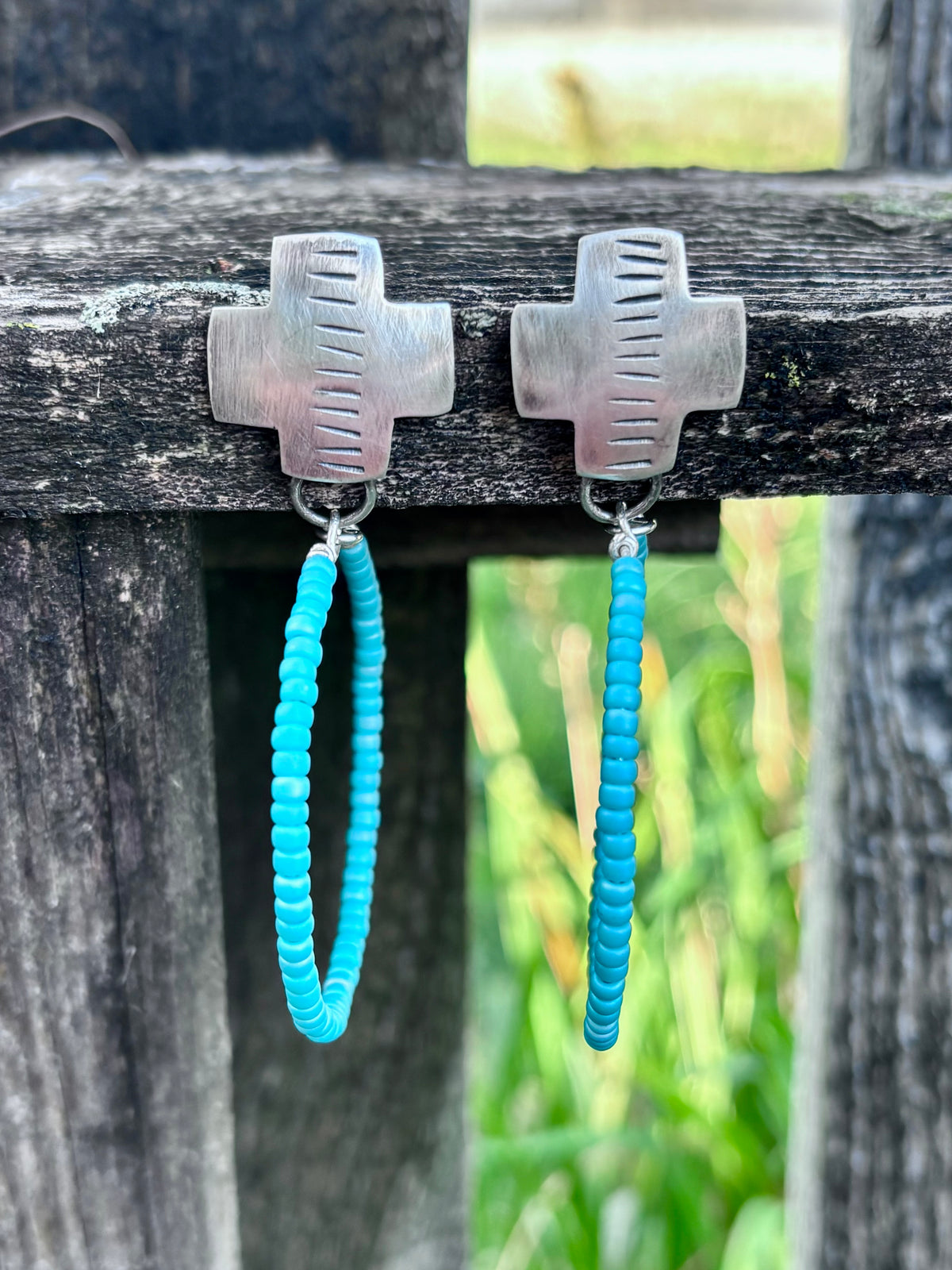 Miyuki Seed Bead Hoop Earrings with Sterling Silver Studs