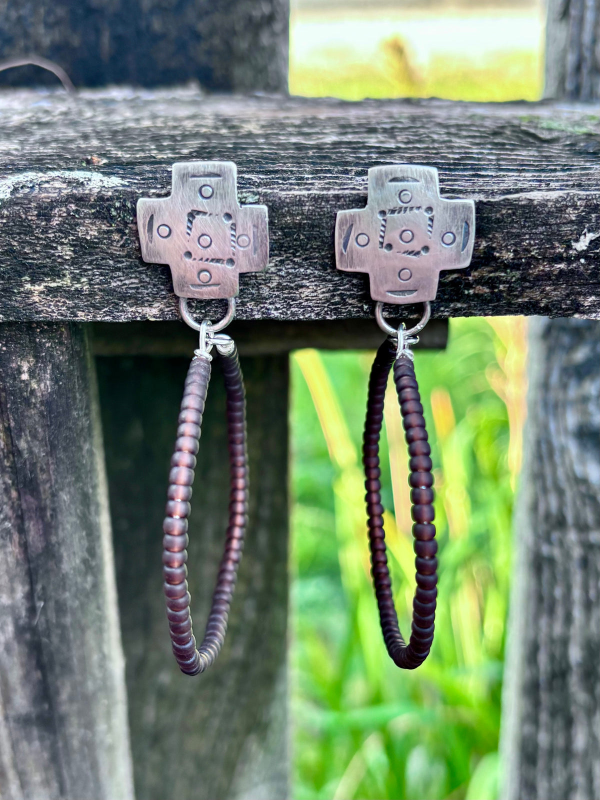 Miyuki Seed Bead Hoop Earrings with Sterling Silver Studs