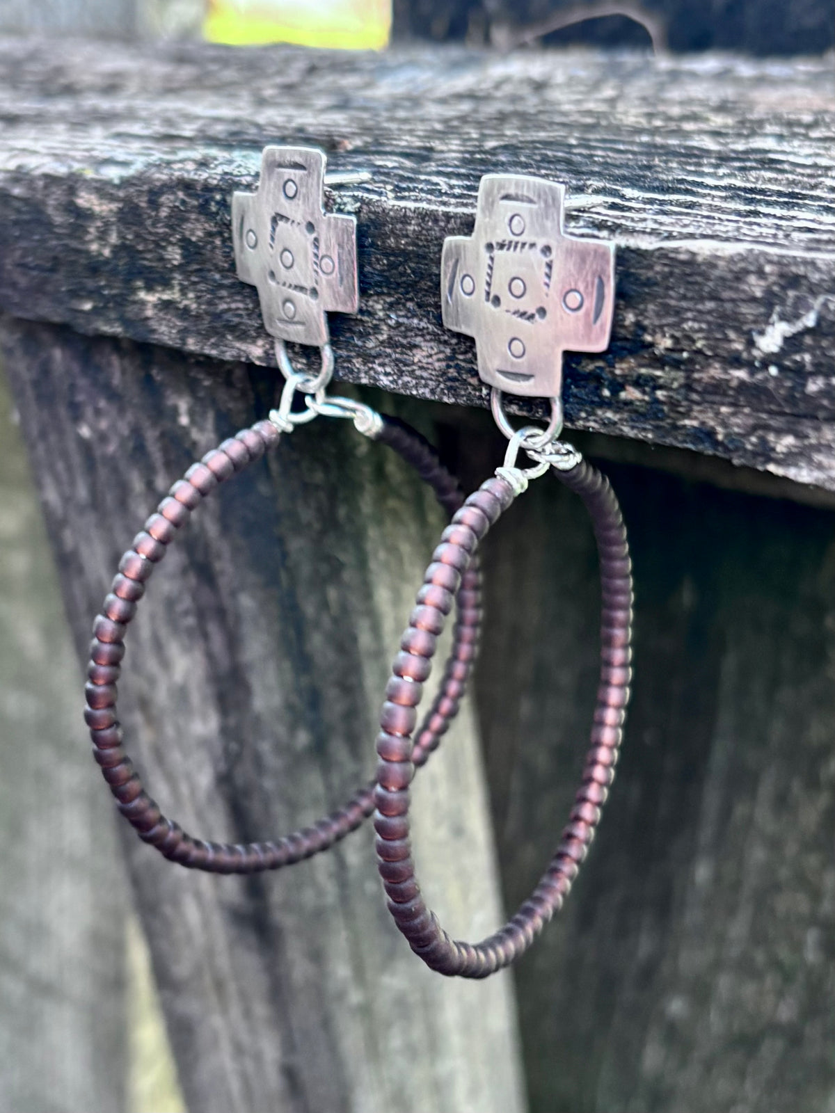 Miyuki Seed Bead Hoop Earrings with Sterling Silver Studs