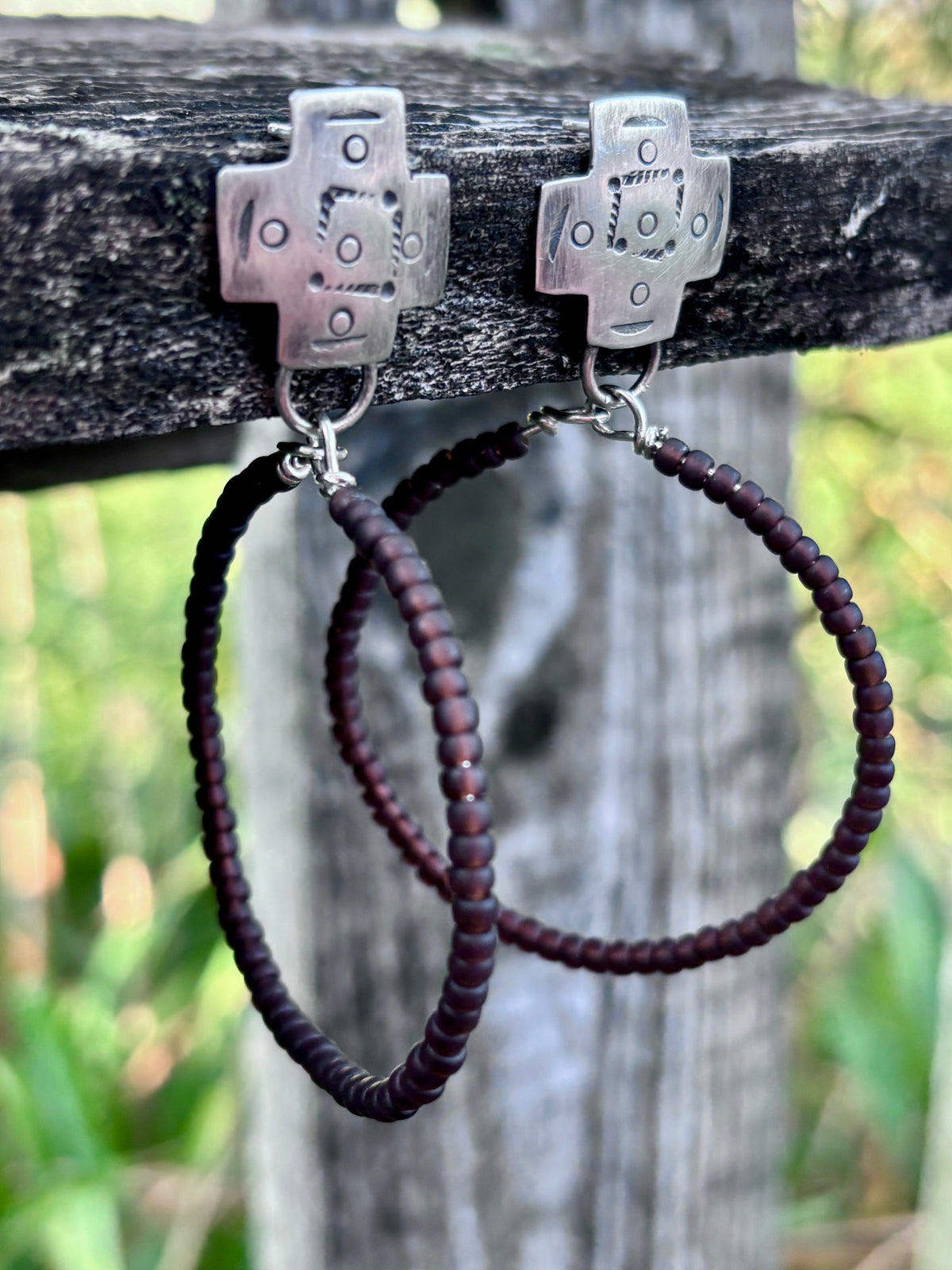 Miyuki Seed Bead Hoop Earrings with Sterling Silver Studs