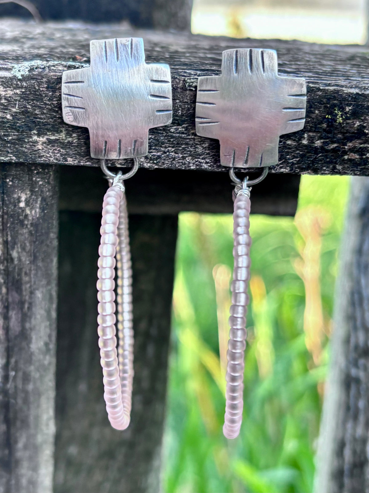 Miyuki Seed Bead Hoop Earrings with Sterling Silver Studs