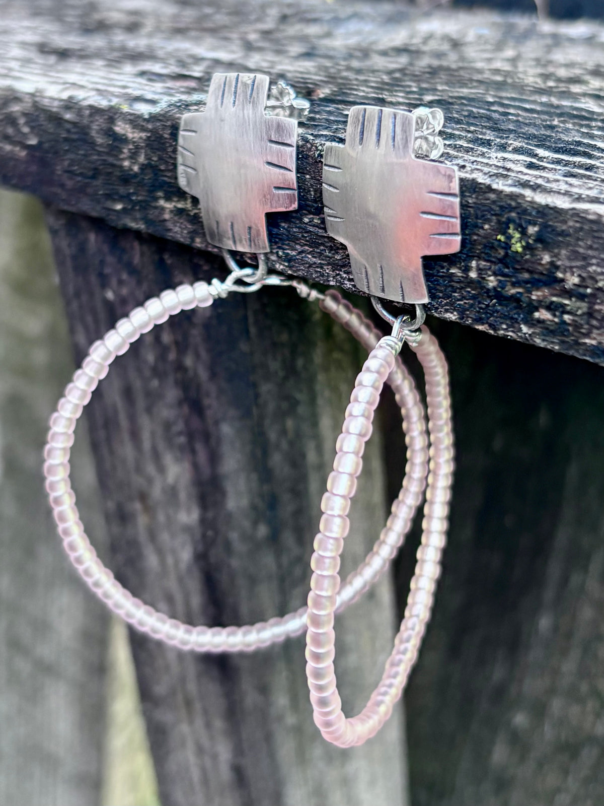 Miyuki Seed Bead Hoop Earrings with Sterling Silver Studs