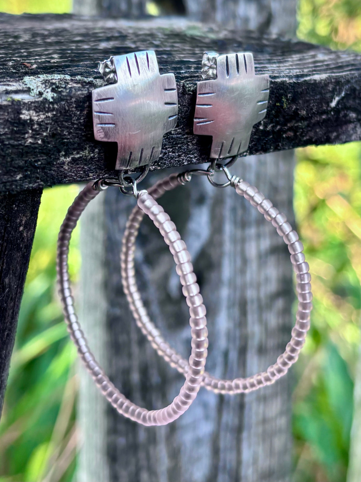 Miyuki Seed Bead Hoop Earrings with Sterling Silver Studs