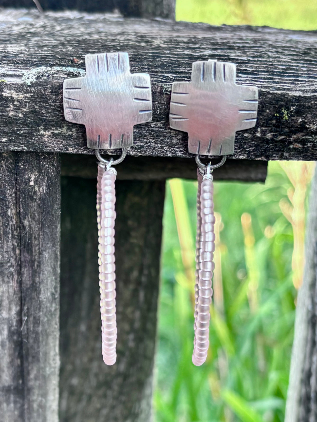 Miyuki Seed Bead Hoop Earrings with Sterling Silver Studs