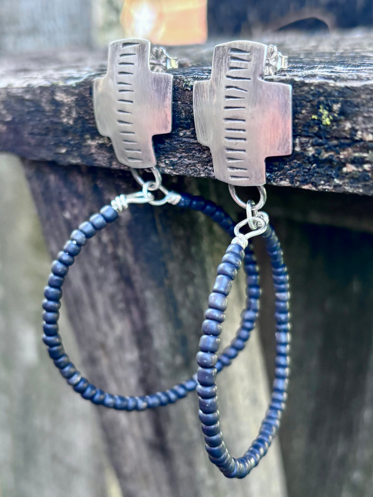 Miyuki Seed Bead Hoop Earrings with Sterling Silver Studs