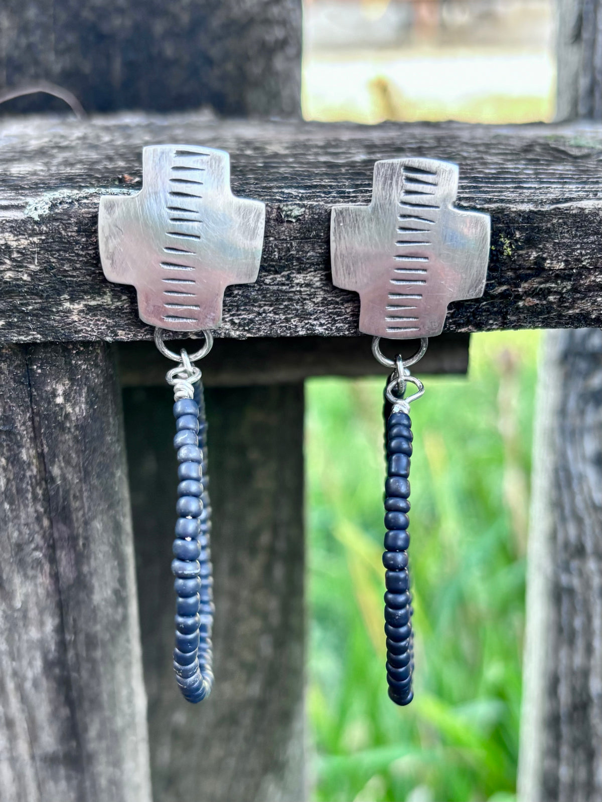 Miyuki Seed Bead Hoop Earrings with Sterling Silver Studs