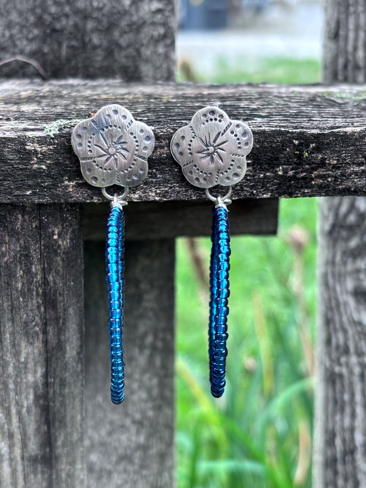 Miyuki Seed Bead Hoop Earrings with Sterling Silver Studs