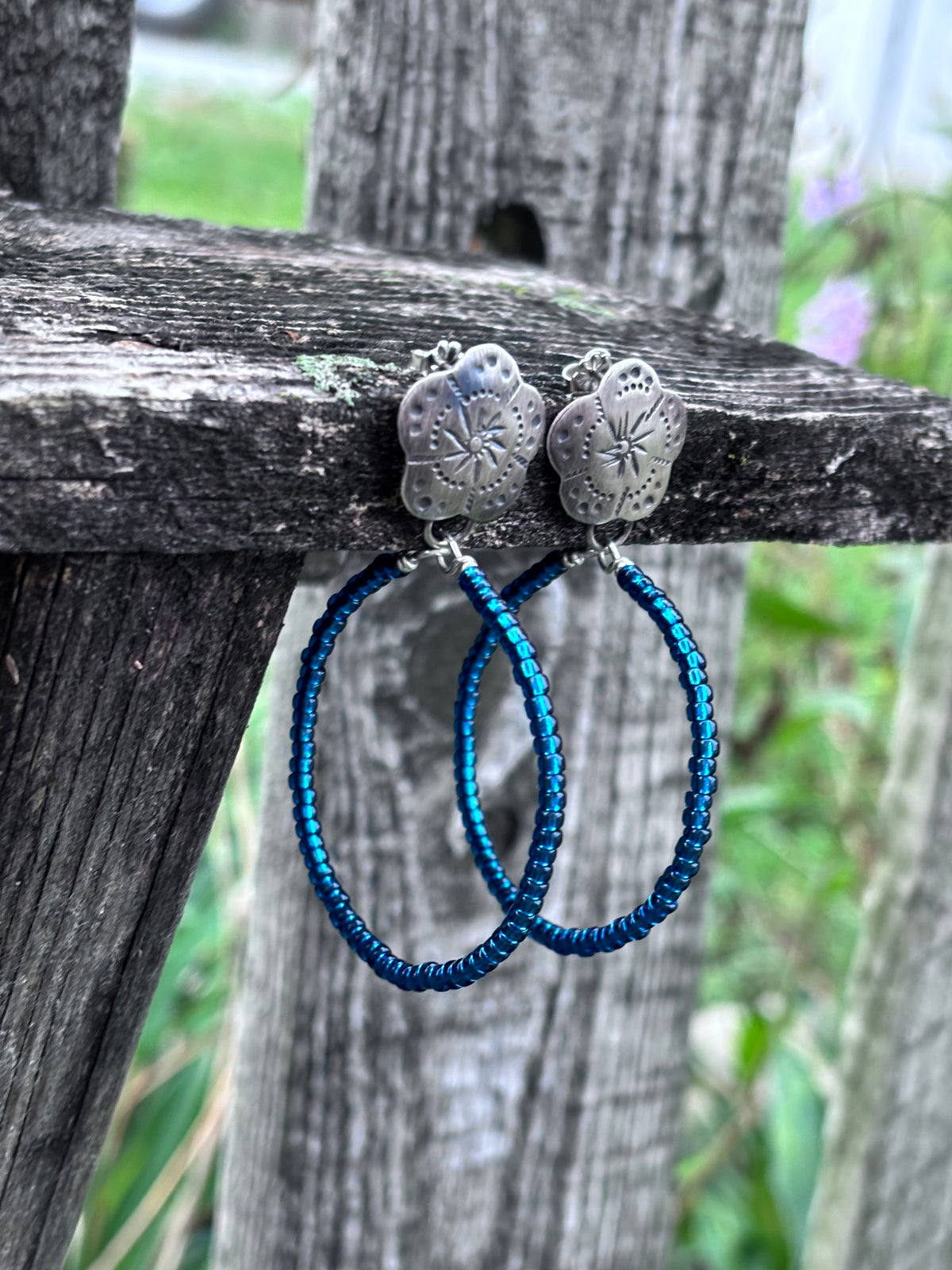 Miyuki Seed Bead Hoop Earrings with Sterling Silver Studs