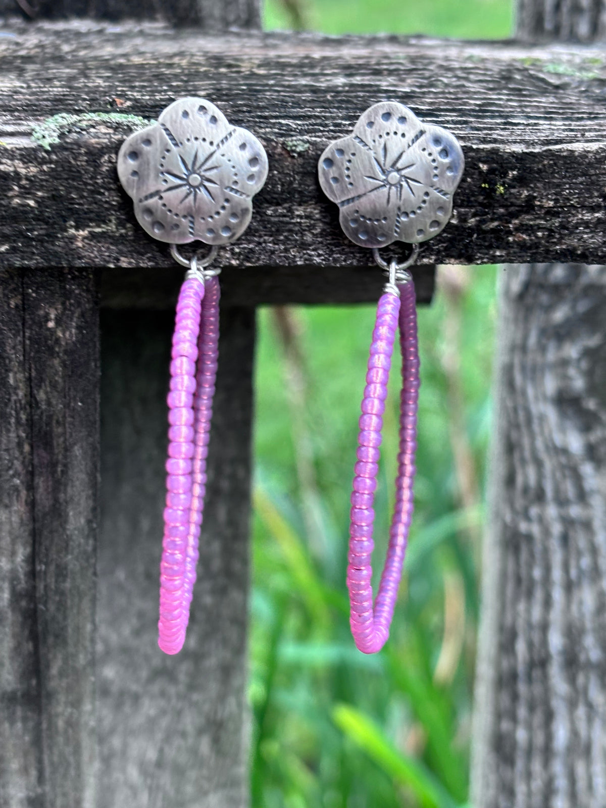 Miyuki Seed Bead Hoop Earrings with Sterling Silver Studs
