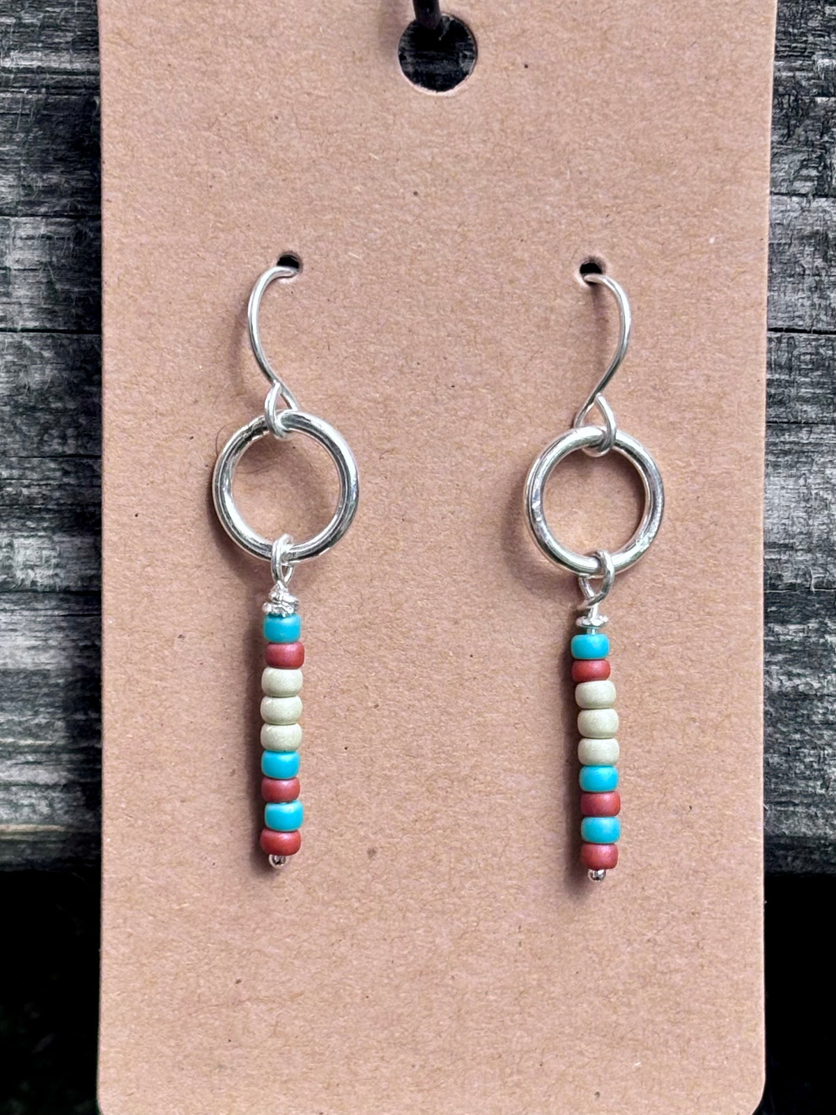 Handmade Sterling Silver Miyuki Seed Bead Dangle Earrings